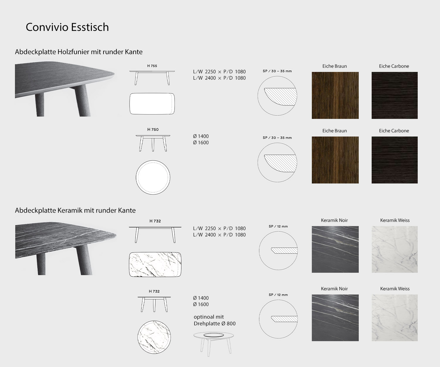 Livitalia Convivio Table de salle à manger Esquisse des variantes Dimensions Dimensions Livitalia Convivio Table de salle à manger Esquisse des variantes Dimensions Dimensions