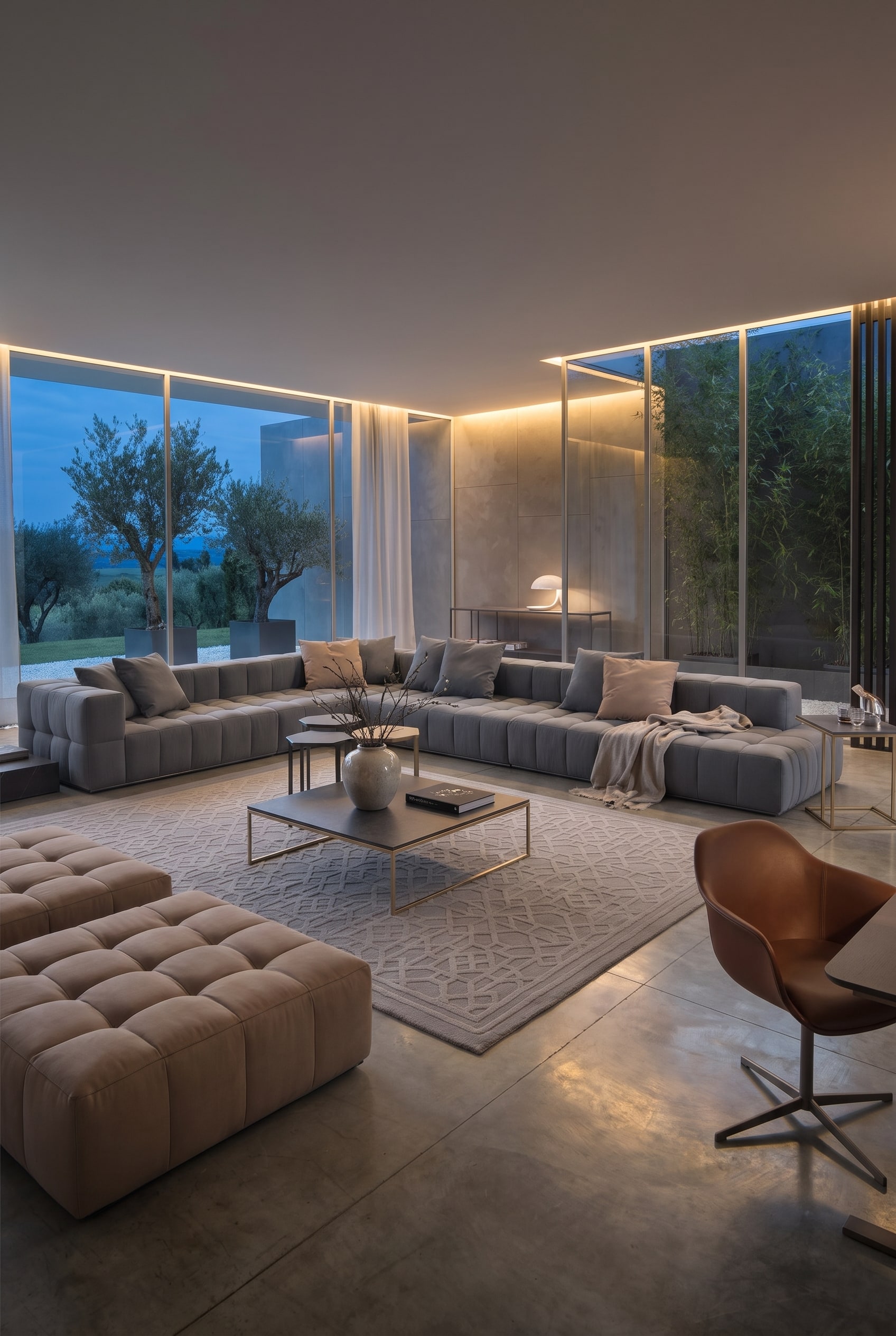 Modernes Wohnzimmer mit freistehendem Lounge Sofa Modernes Wohnzimmer mit freistehendem Lounge Sofa