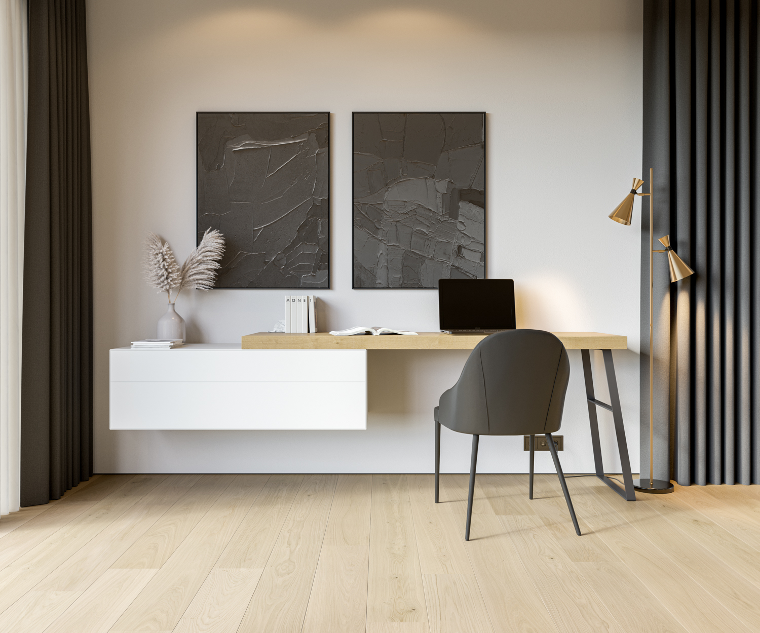 Bureau design pour home office avec commode Bureau design pour home office avec commode