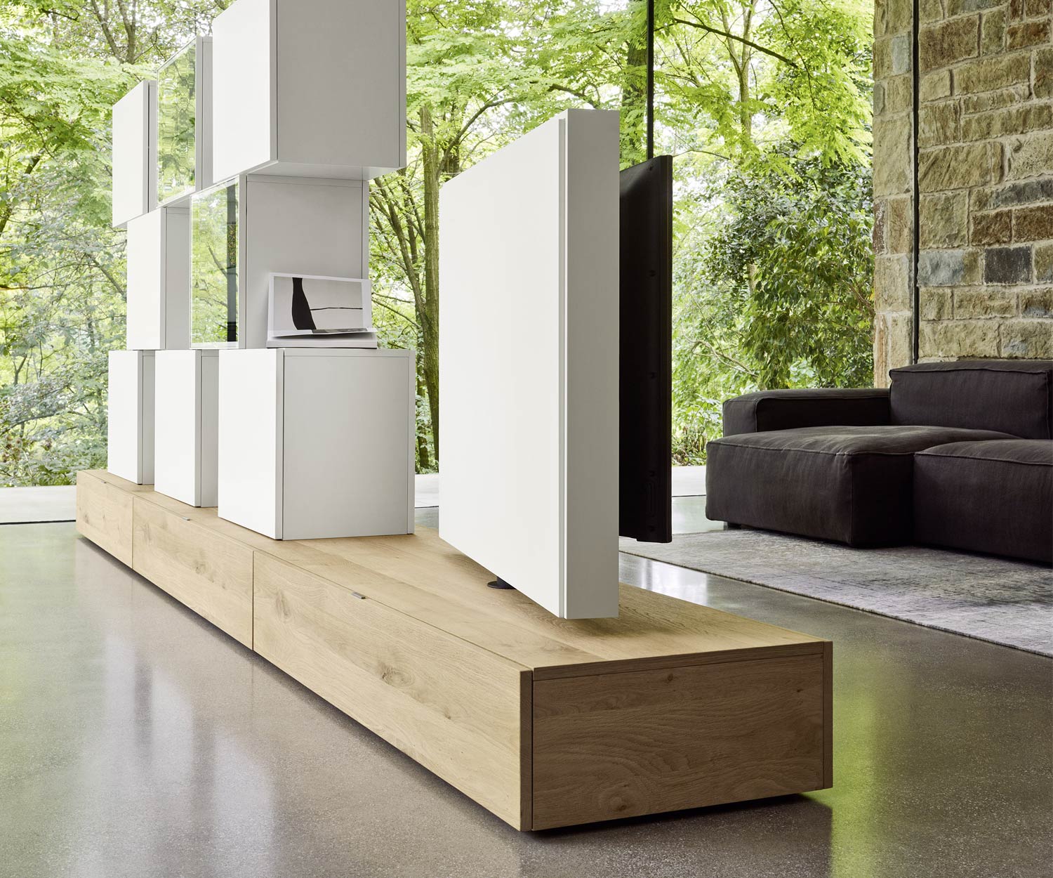 Livitalia Meuble-paroi design C46 avec vue sur le panneau arrière Livitalia Meuble-paroi design C46 avec vue sur le panneau arrière