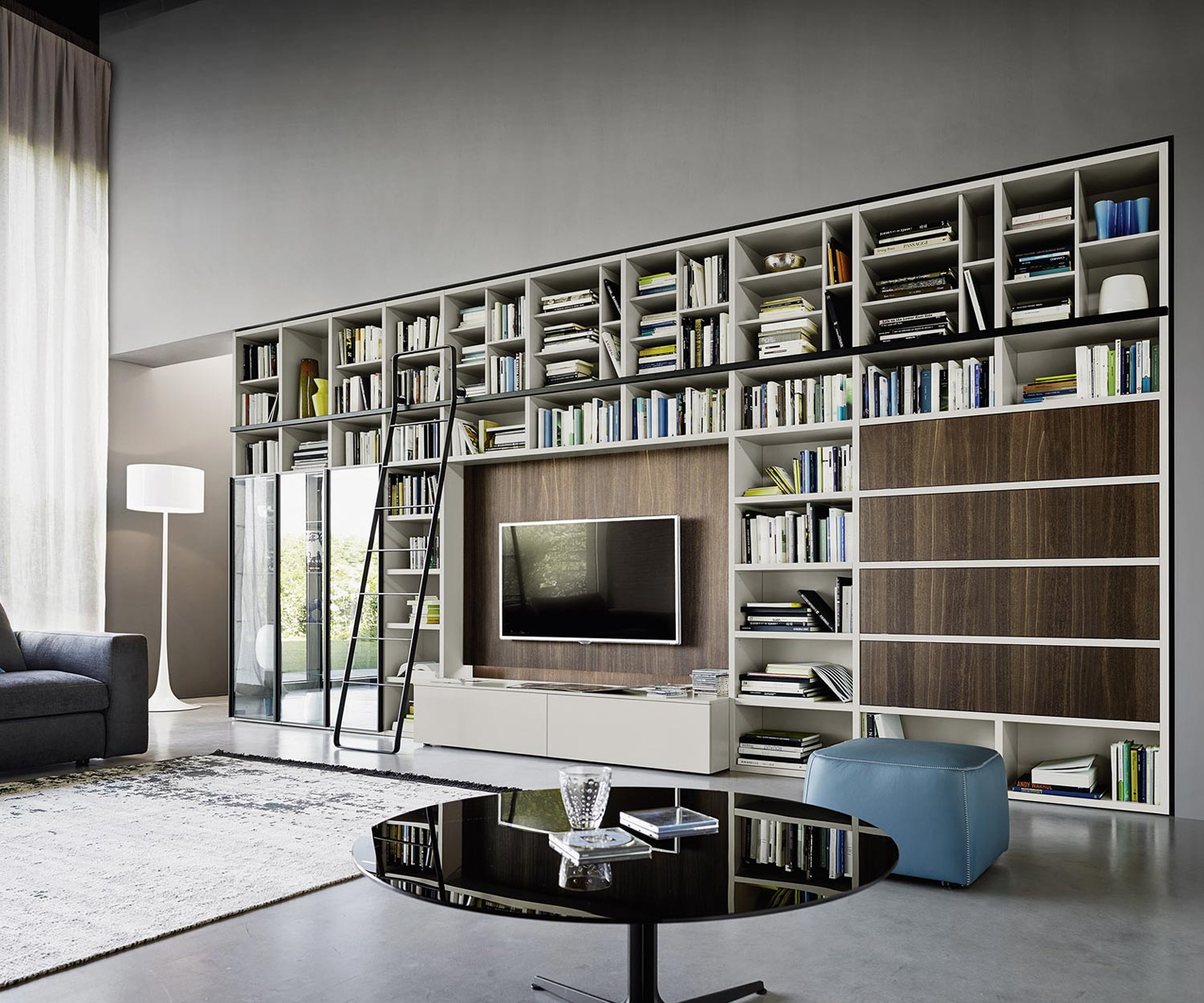 Exclusif Livitalia Bibliothèque design avec échelle C60 Exclusif Livitalia Bibliothèque design avec échelle C60