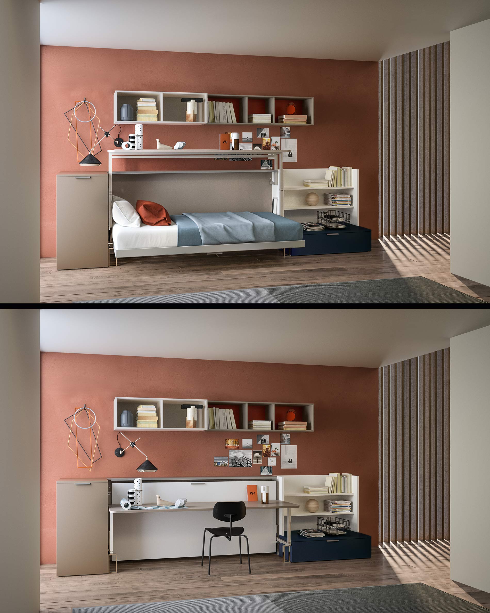 Chambre d'enfant lit pliant avec bureau Clei CabrioIn Chambre d'enfant lit pliant avec bureau Clei CabrioIn