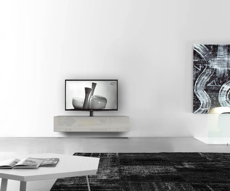 Table basse design Configurateur avec support TV mural Largeur 150 32 45 au milieu gris clair brillant Table basse design Configurateur avec support TV mural Largeur 150 32 45 au milieu gris clair brillant