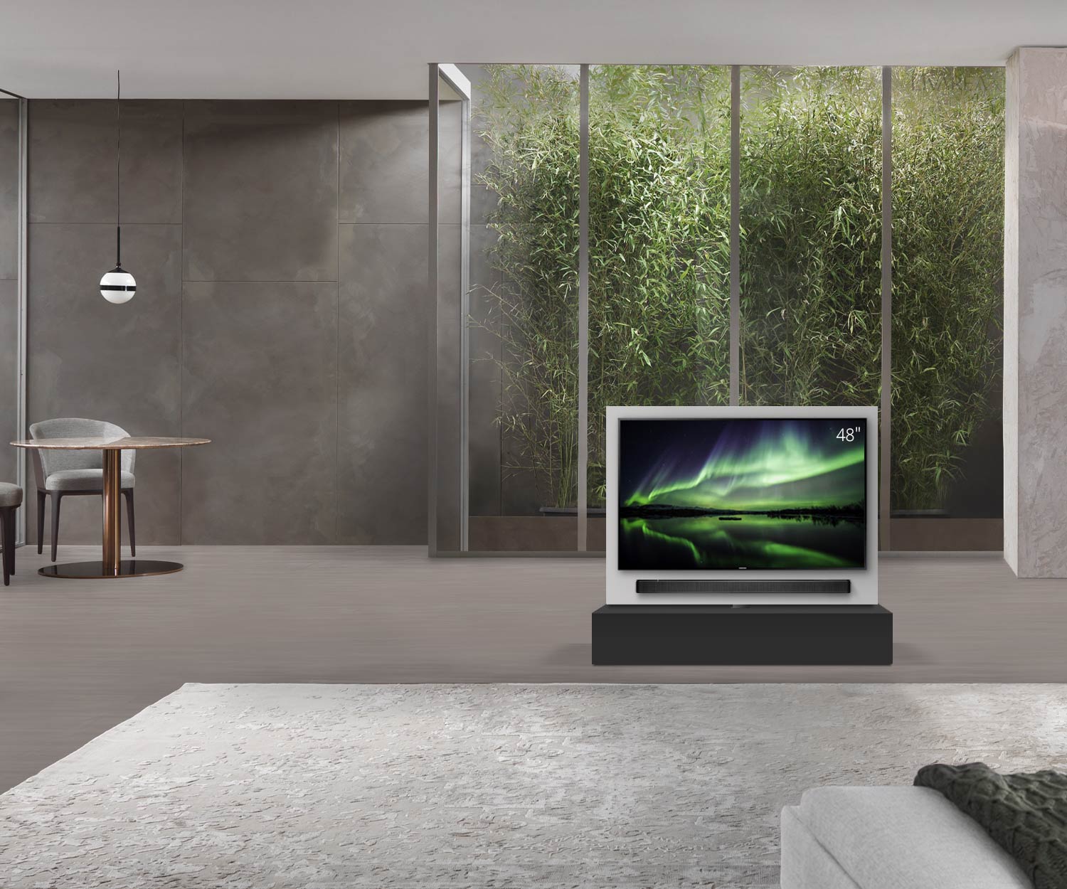 Livitalia Roto Design Lowboard Séparation de pièce avec panneau TV pivotant L120 50 H25 P47 NeroM sans oBox Livitalia Roto Design Lowboard Séparation de pièce avec panneau TV pivotant L120 50 H25 P47 NeroM sans oBox