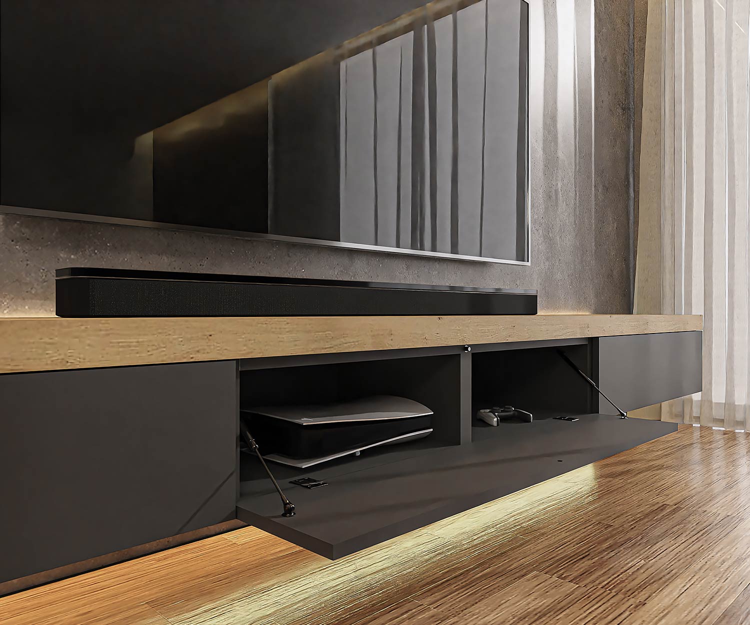 Livitalia Lowboard avec plateau épais Livitalia Lowboard avec plateau épais