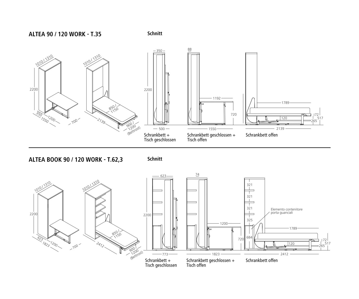 Clei Lits escamotables avec bureau Clei Lits escamotables avec bureau