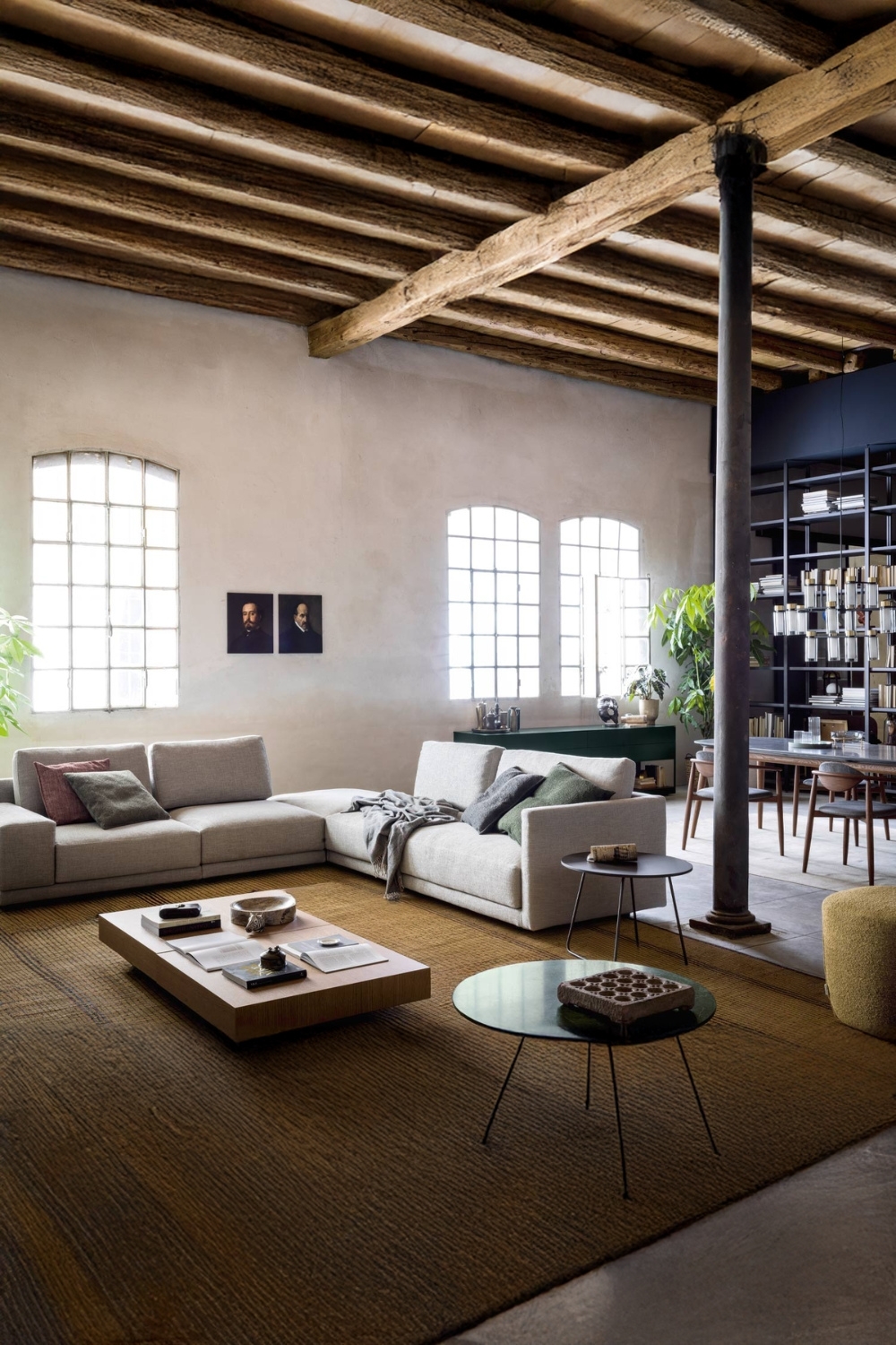 salon-et-salle-&agrave;-manger-combin&eacute;s-avec-un-caract&egrave;re-de-loft-chic
