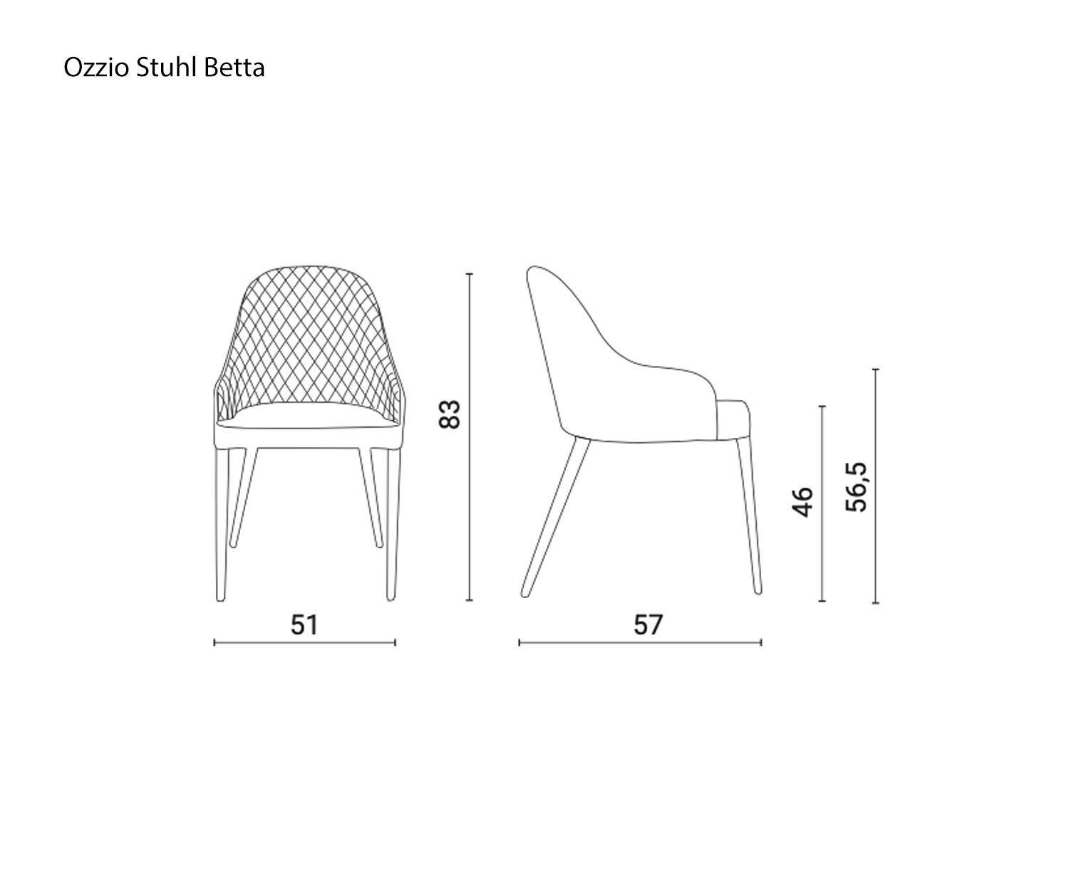 Ozzio Chaise design Betta Dimensions Dimensions