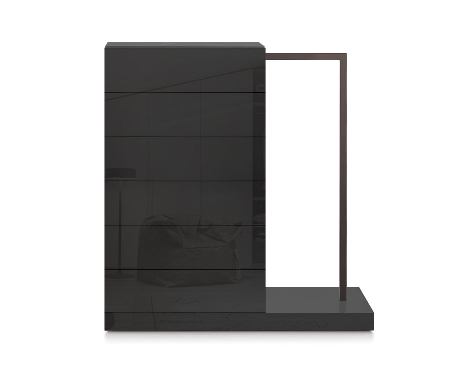 Novamobili Commode haute Easy6 + penderie à droite L64cm noir brillant418 Novamobili Commode haute Easy6 + penderie à droite L64cm noir brillant418