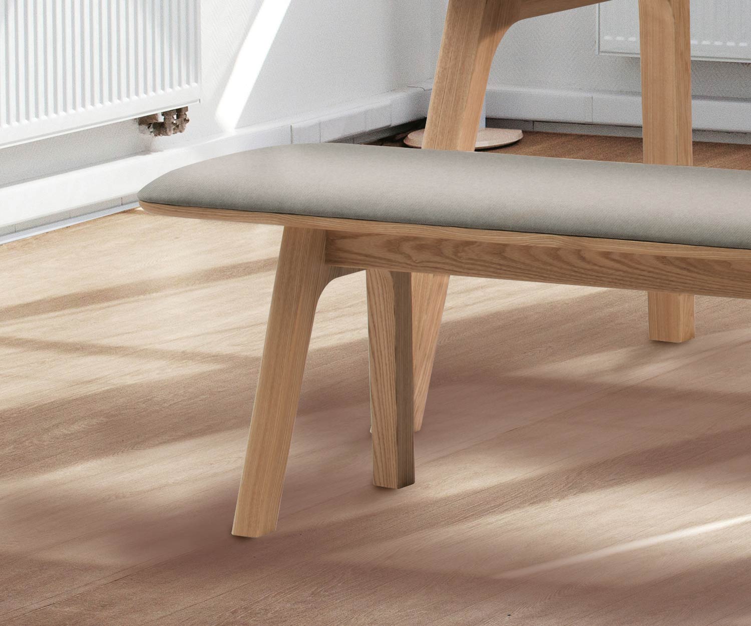 Conde House Banc design Ten en détail Banc rembourré en tissu gris Conde House Banc design Ten en détail Banc rembourré en tissu gris