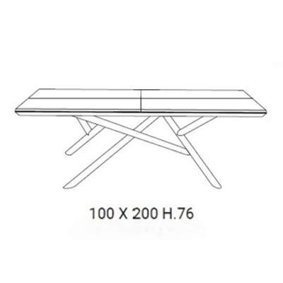 L 200 x 100 / H 76 cm extensible à L 254 x 138 / H 76 cm | Chêne carbone noir (comme ill.)