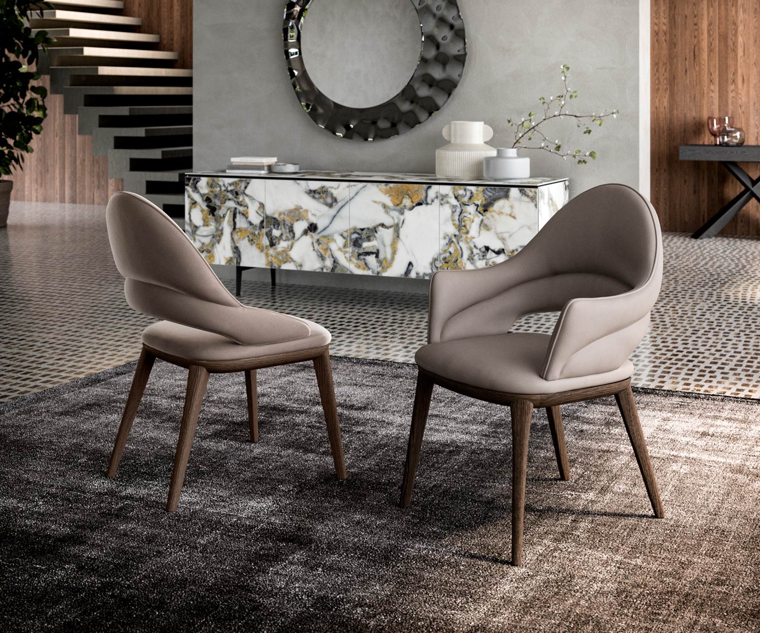 Chaise rembourrée moderne avec rembourrage gris doux Chêne noir Carbone Chaise rembourrée moderne avec rembourrage gris doux Chêne noir Carbone