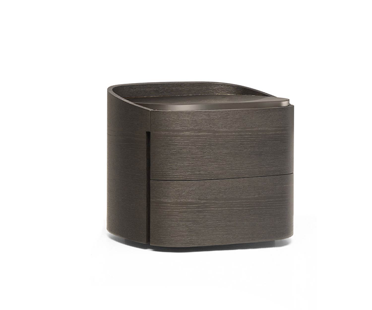 Livialia Table de nuit Round en placage chêne gris Livialia Table de nuit Round en placage chêne gris