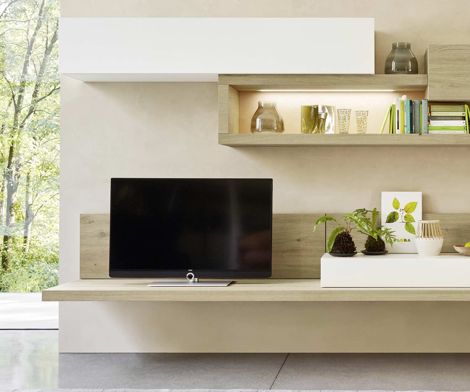 Exclusif Livitalia TV design étagère murale étagère suspendue bibliothèque en chêne clair Exclusif Livitalia TV design étagère murale étagère suspendue bibliothèque en chêne clair