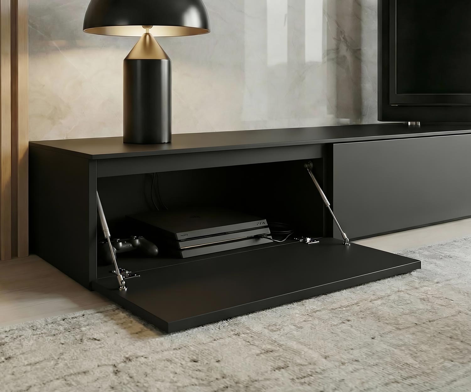 Livitalia Vision Lowboard avec panneau TV pivotant à 90