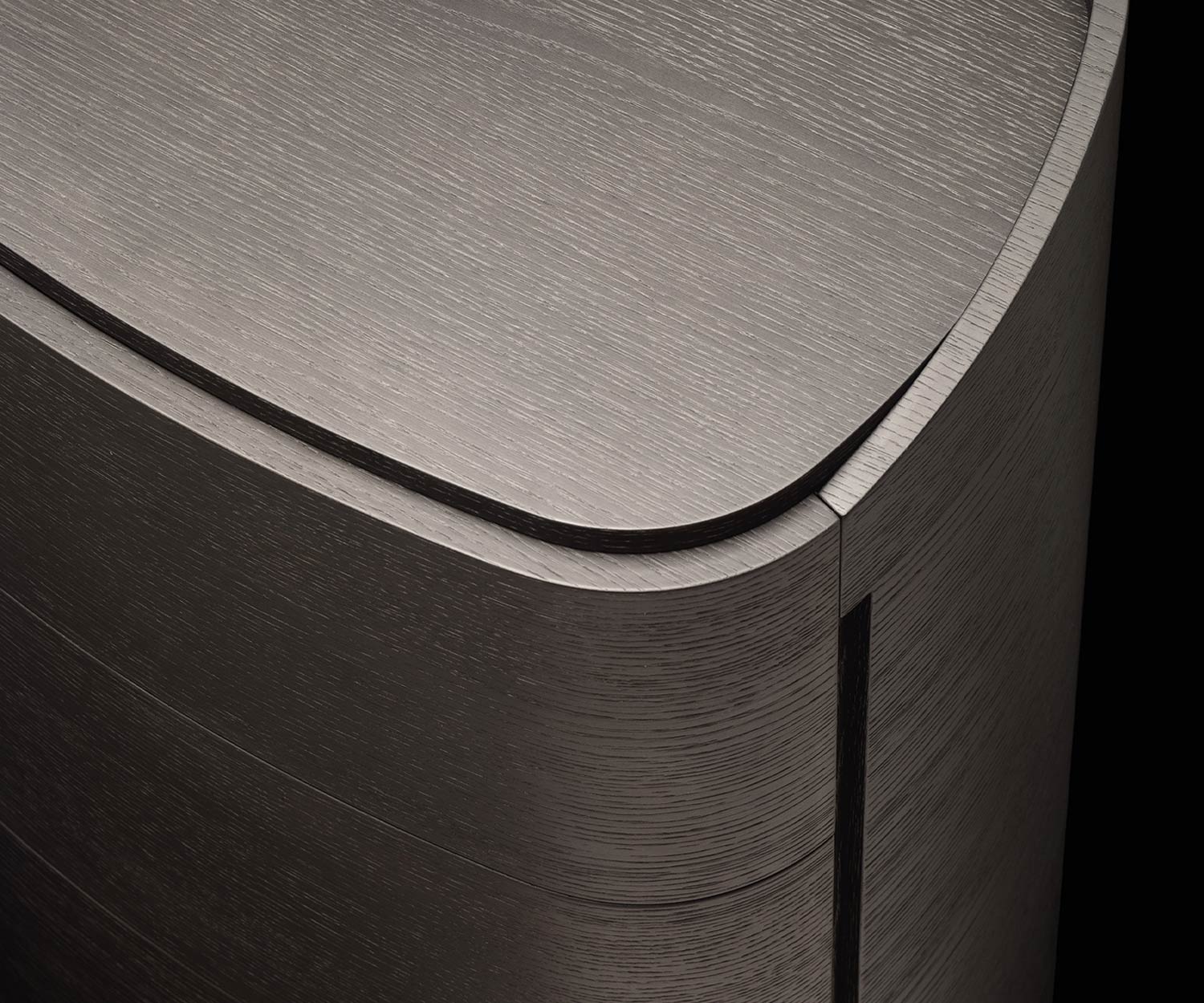 Exclusif Livitalia Commode design en bois Round avec profilé de bord arrondi en placage de chêne