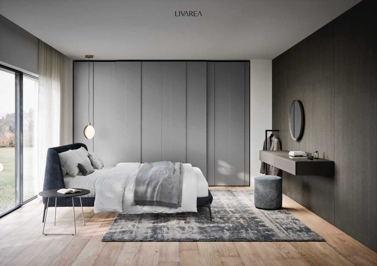 Armoire moderne à portes coulissantes en gris Armoire moderne à portes coulissantes en gris