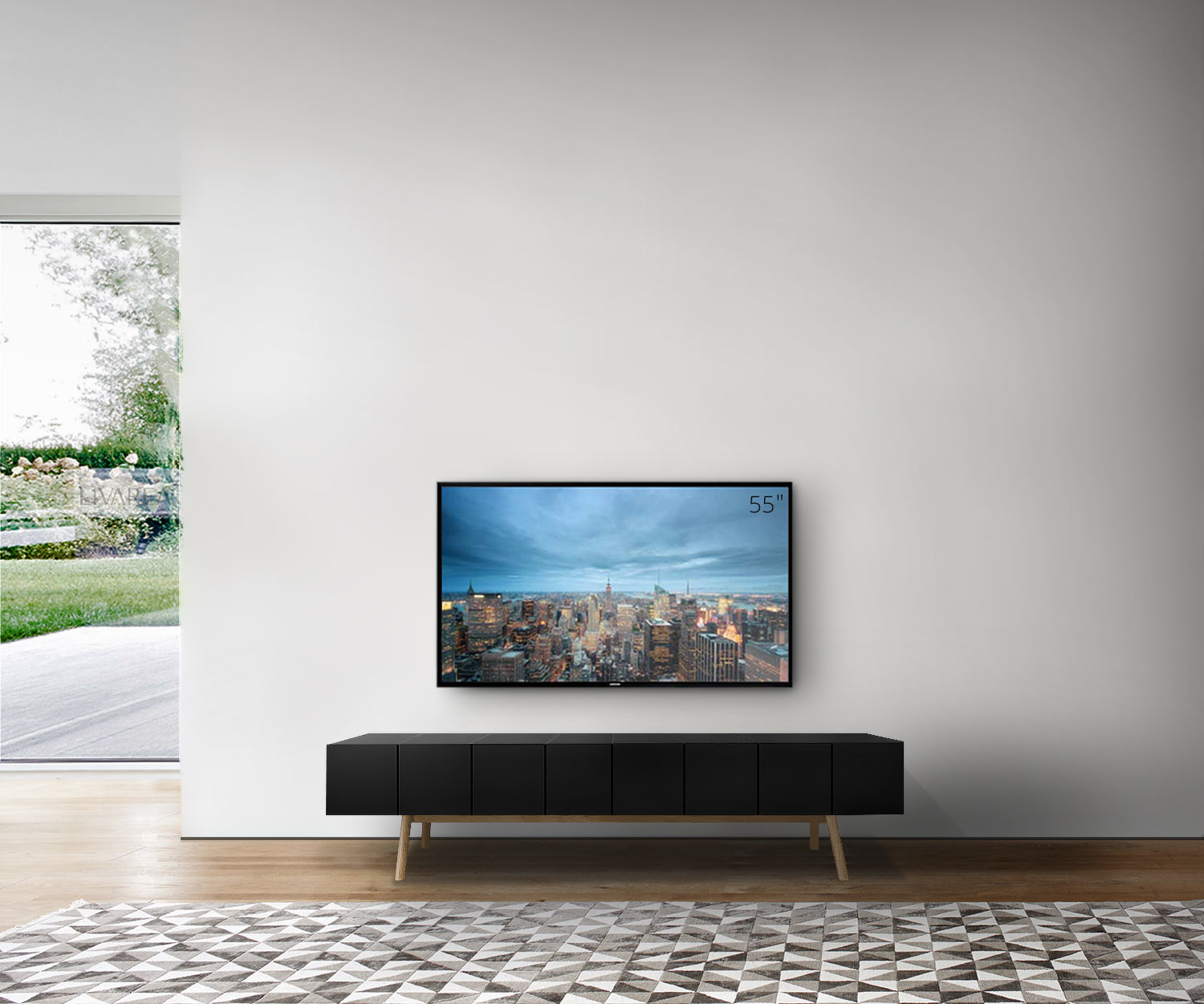 al2 MOS I KO 005 B Largeur 200 cm Corps noir Pieds en chêne