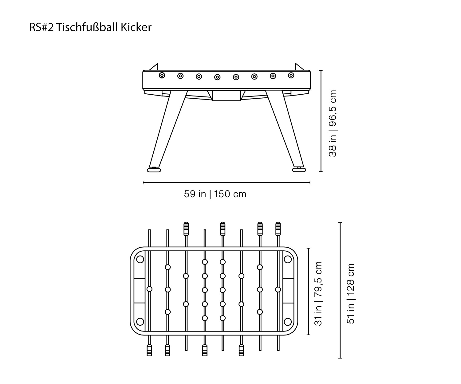 RS#2 Designer Baby-foot de RS Barcelona Esquisse Dimensions Dimensions RS#2 Designer Baby-foot de RS Barcelona Esquisse Dimensions Dimensions