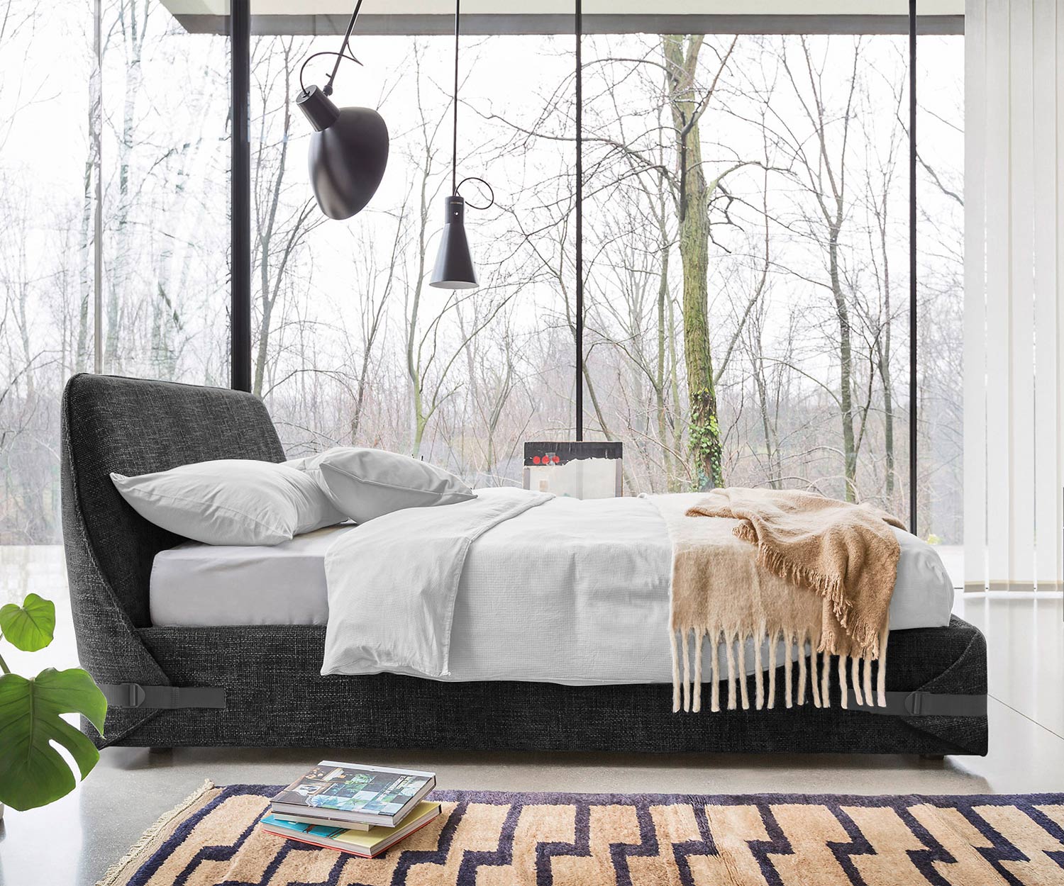 Novamobili Lit Tape 180x200 cm sans sommier Tissu gris foncé Sangle gris clair Novamobili Lit Tape 180x200 cm sans sommier Tissu gris foncé Sangle gris clair