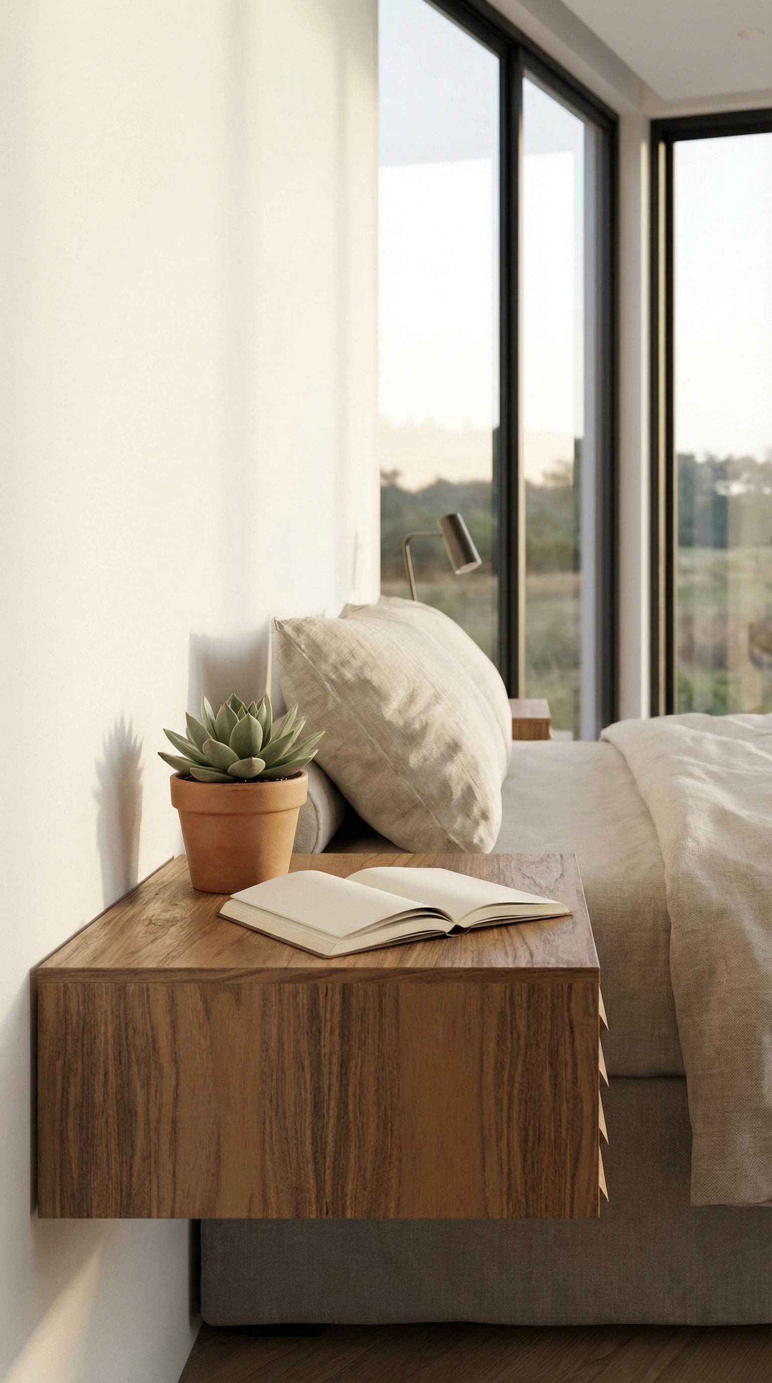 Table de chevet Punt Sussex avec des lattes en bois pour une exp&eacute;rience haptique dans la chambre