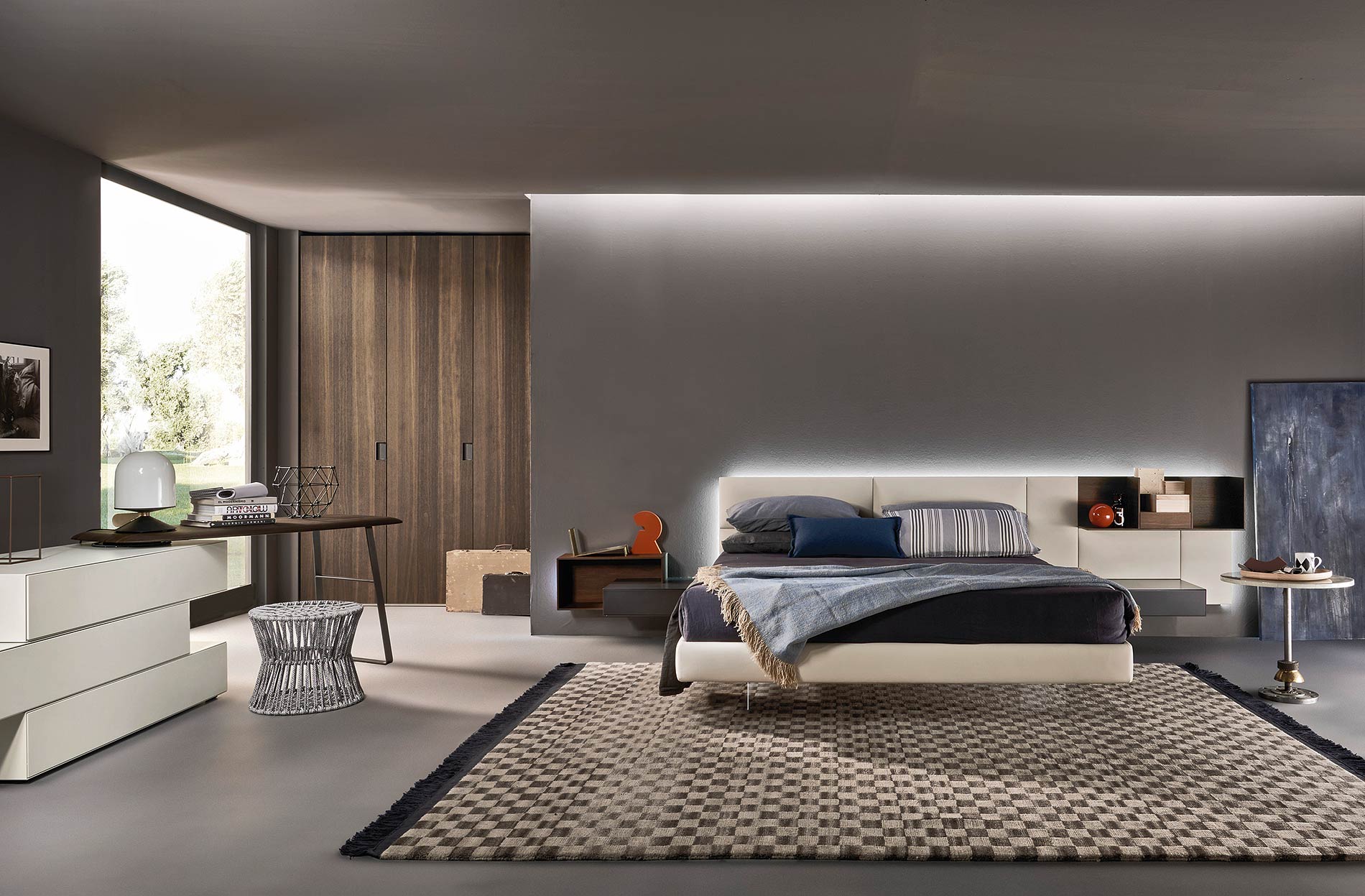 chambre à coucher design avec lit flottant