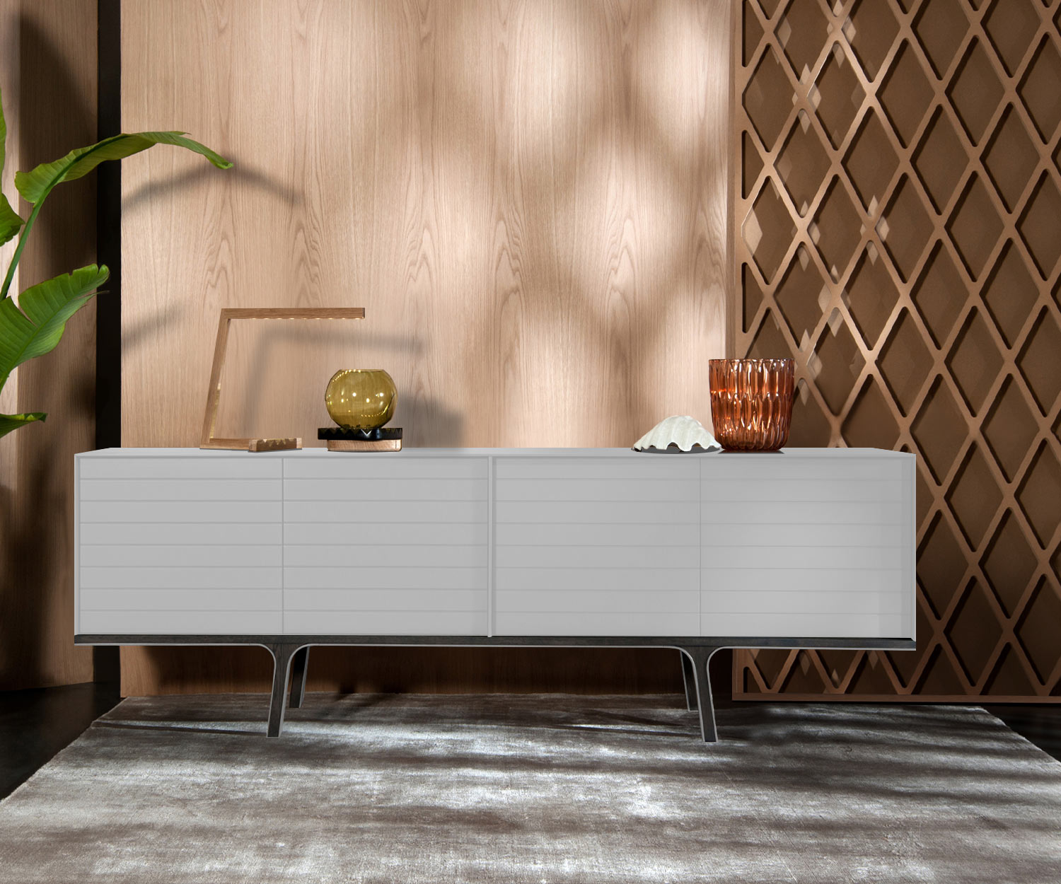 al2 Mobius 002 Buffet design de haute qualité avec quatre portes laquées mates en blanc mat al2 Mobius 002 Buffet design de haute qualité avec quatre portes laquées mates en blanc mat