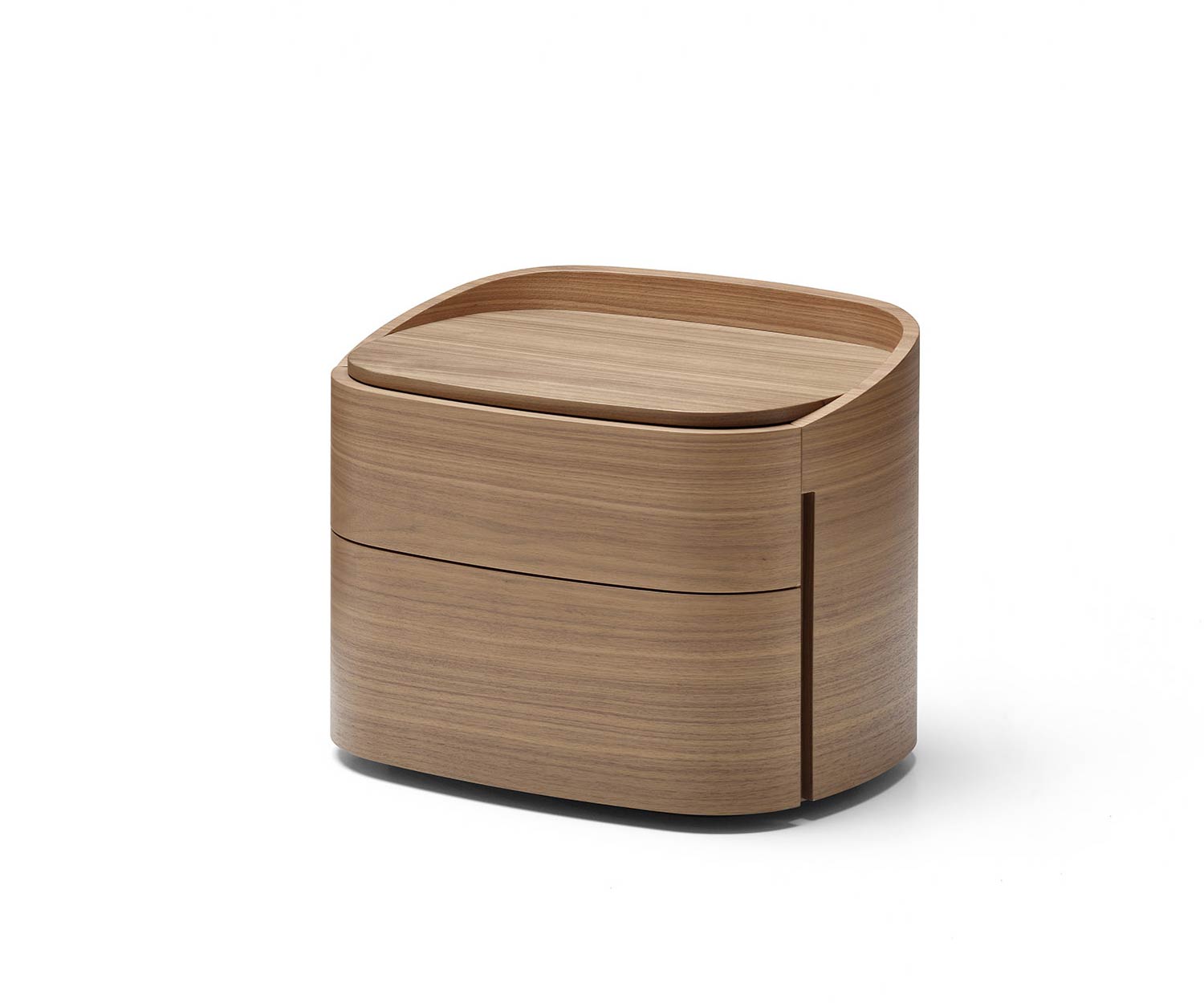 Table de nuit design Round en placage noyer Table de nuit design Round en placage noyer