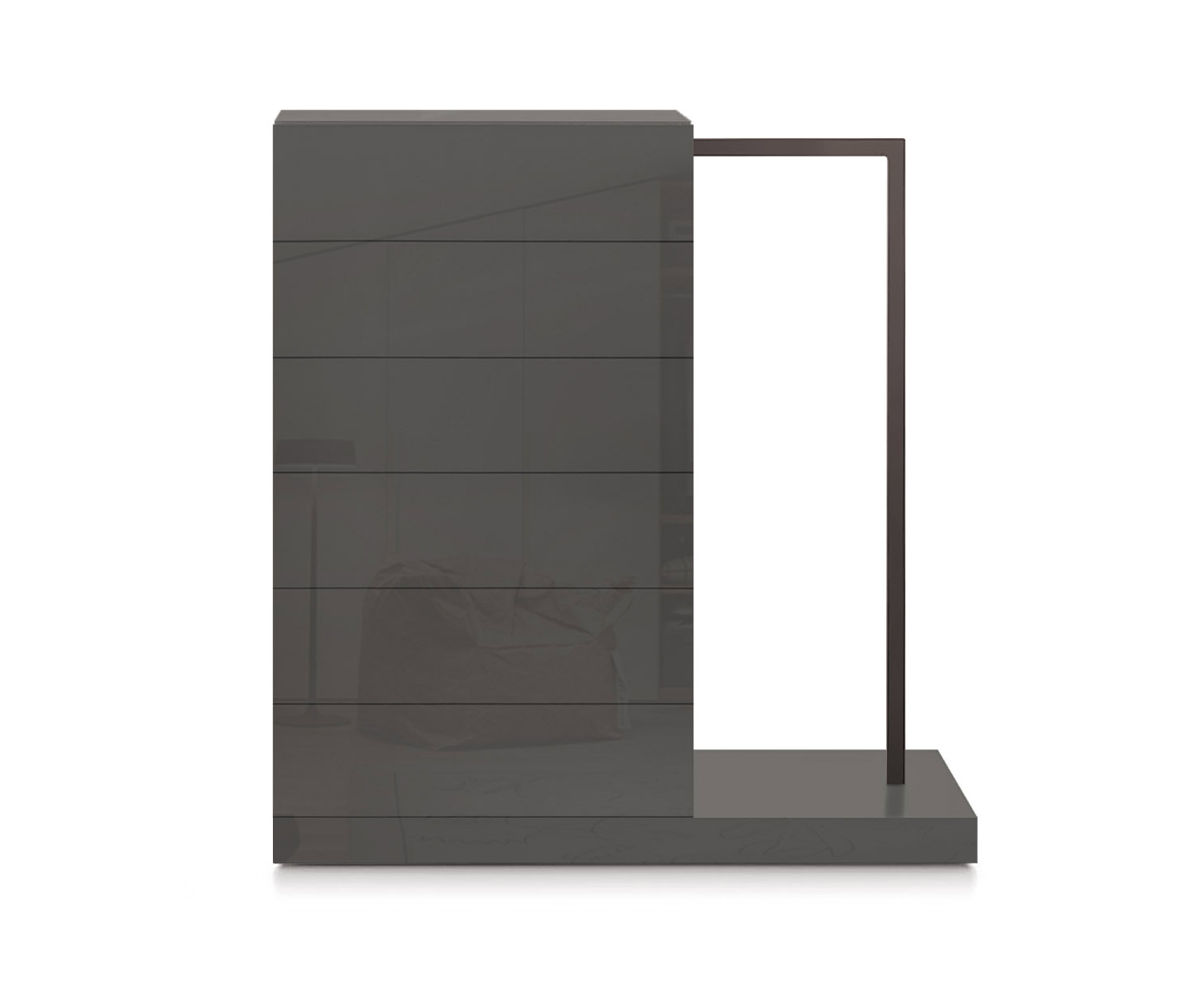 Novamobili Commode haute Easy6 + penderie à droite L64cm brillant quarz410 Novamobili Commode haute Easy6 + penderie à droite L64cm brillant quarz410