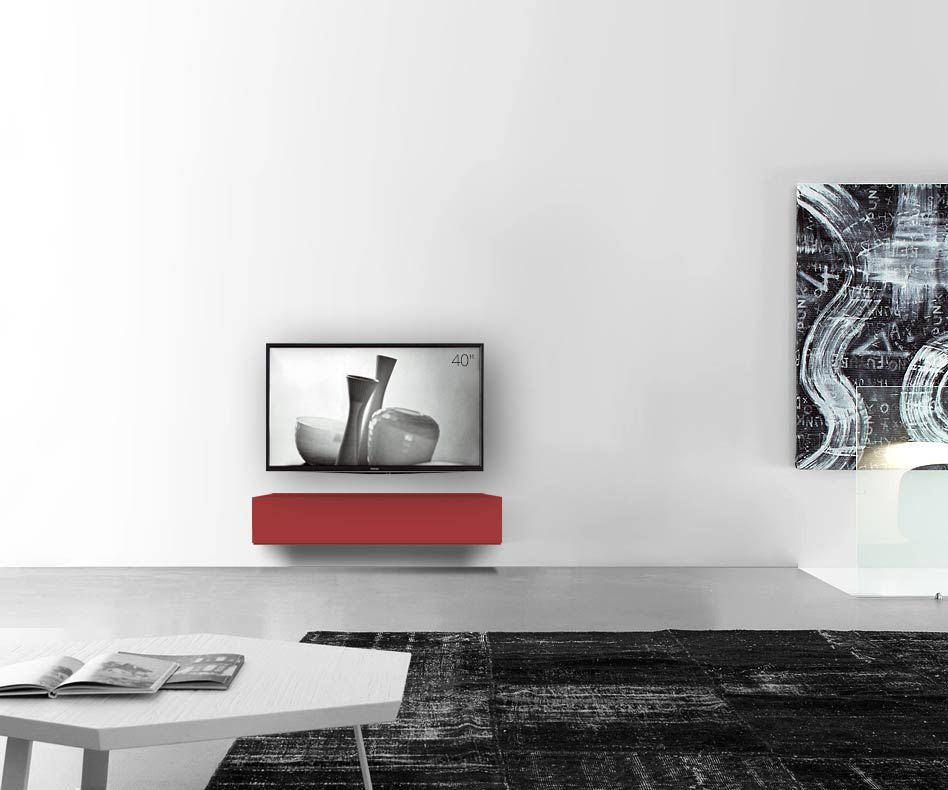 /Design Lowboard mur L120 H25 5 rouge mat