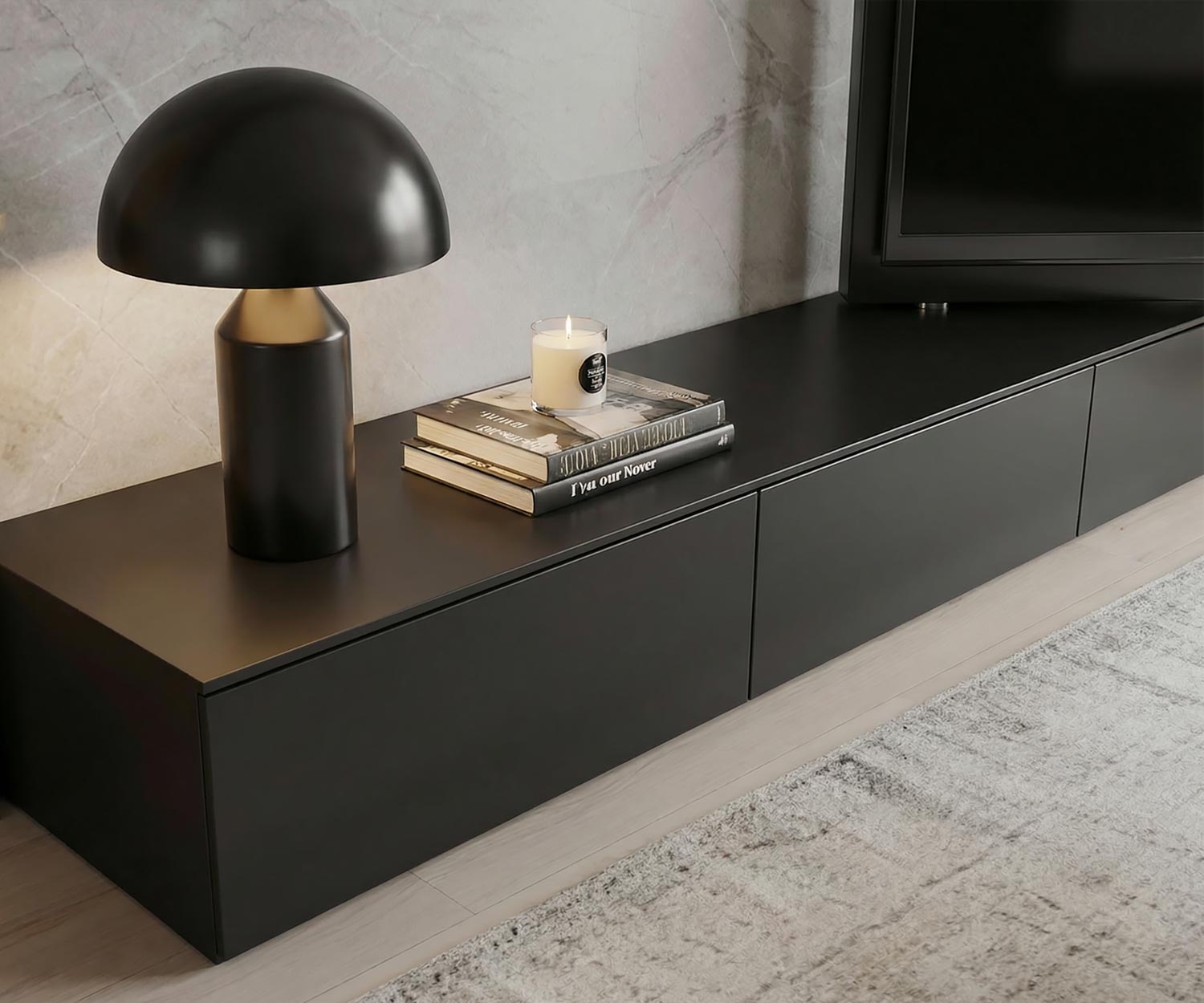 Livitalia Vision Lowboard avec panneau TV pivotant à 90