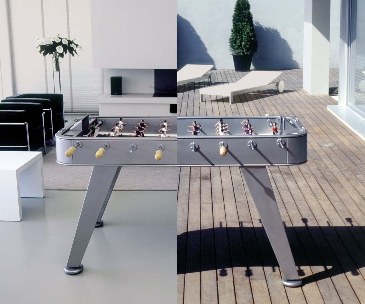 Baby-foot moderne RS Barcelona Indoor Outdoor gris argenté acier inoxydable Baby-foot moderne RS Barcelona Indoor Outdoor gris argenté acier inoxydable