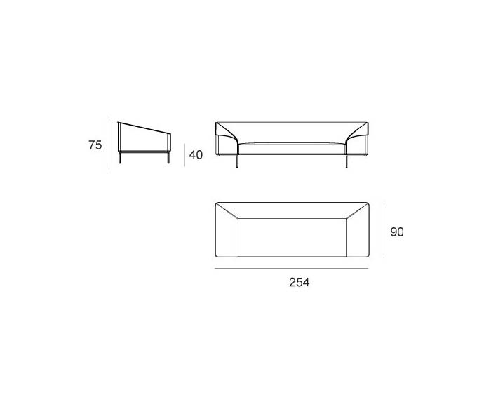 Prostoria Seam Contour Canapé 3 places esquisse