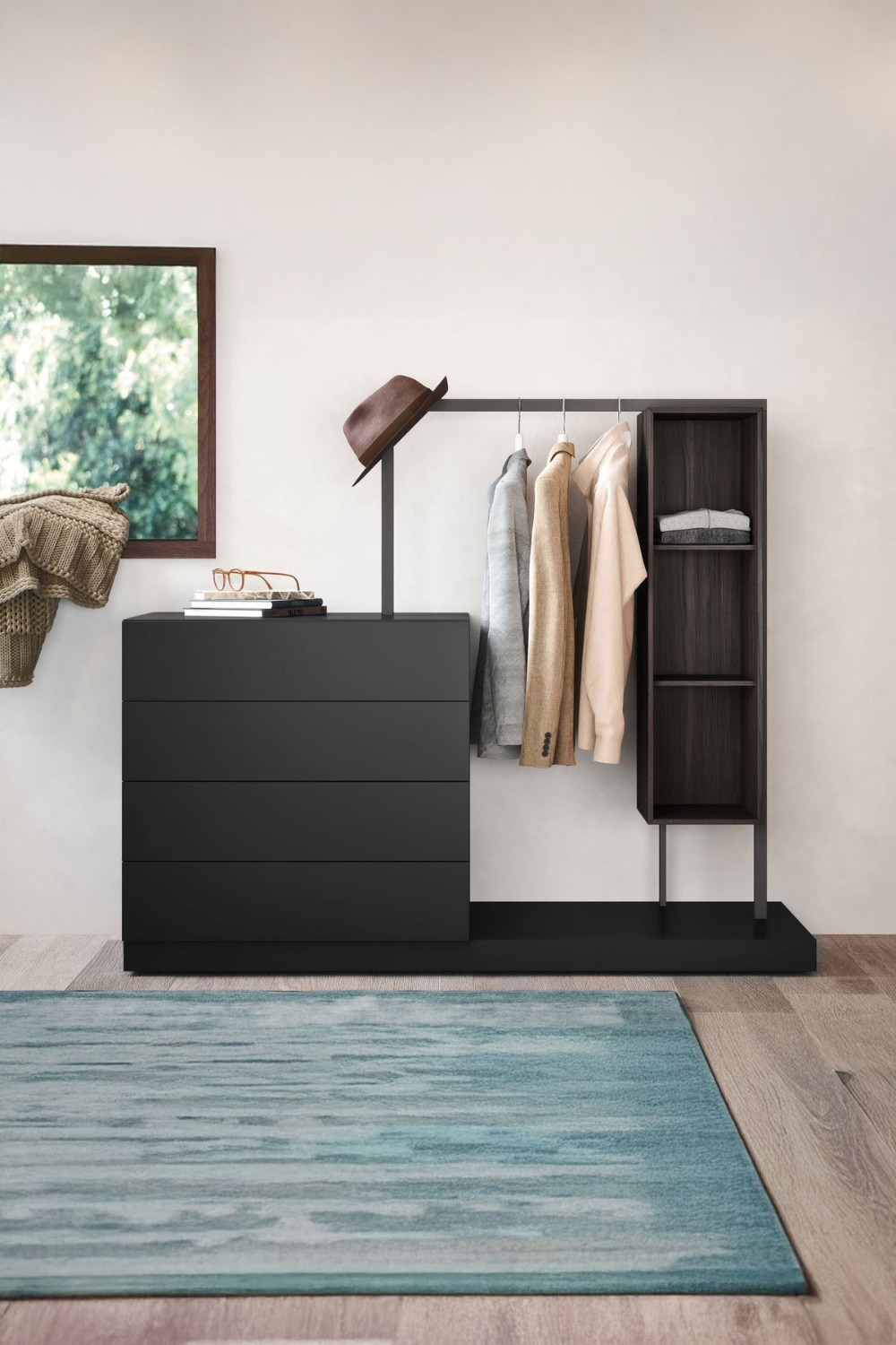 combinaison-commode-vestiaire-au-design-ouvert-Commode avec tringle