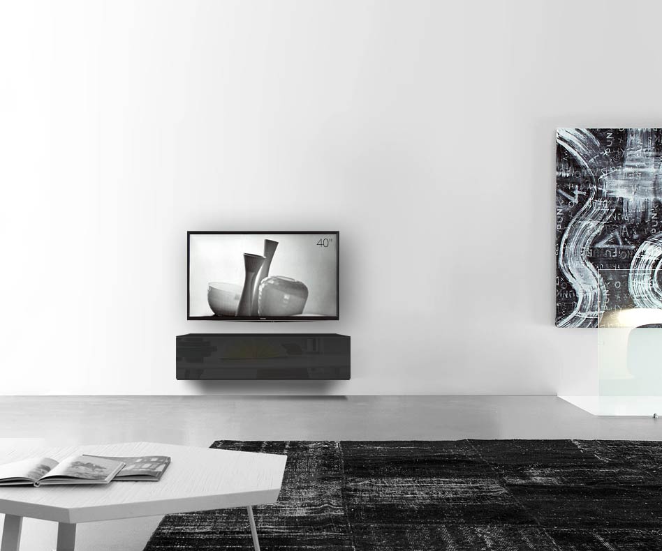 /Design Lowboard mur L120 H33 5 noir brillant /Design Lowboard mur L120 H33 5 noir brillant