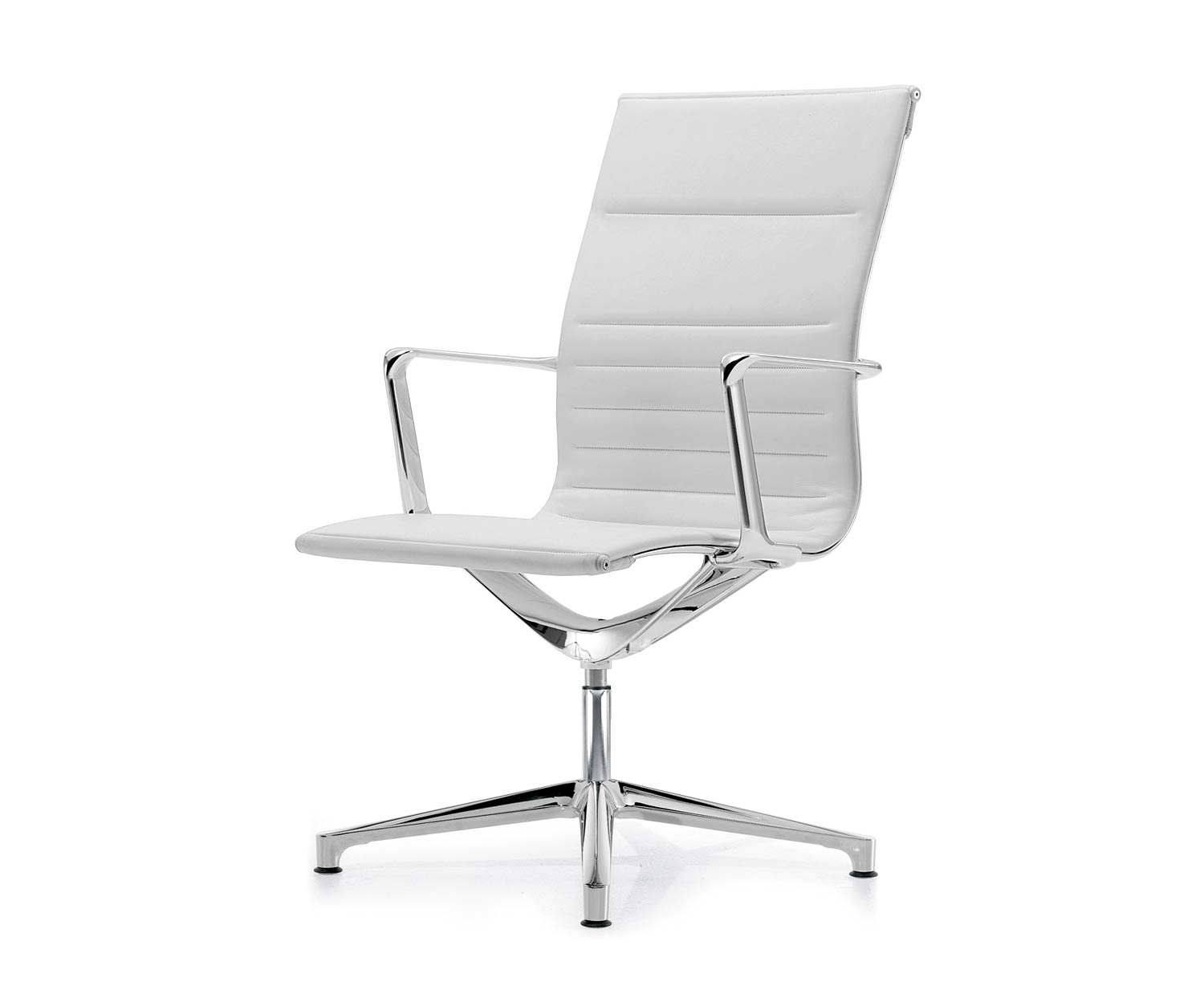 ICF Una Chair Managment Chaise de bureau Design Chaise pivotante 4 bras sans roulettes H58 cm avec cuir Cuir blanc 915 ICF Una Chair Managment Chaise de bureau Design Chaise pivotante 4 bras sans roulettes H58 cm avec cuir Cuir blanc 915