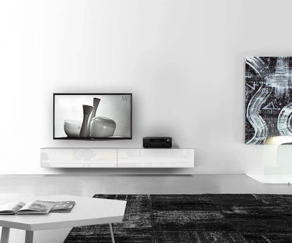 /Design Lowboard mur B240 H33 5 blanc brillant /Design Lowboard mur B240 H33 5 blanc brillant