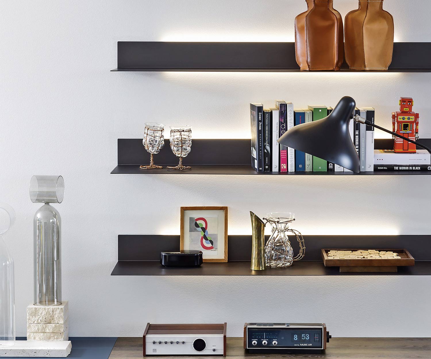 Étagère murale moderne Novamobili Ellie Design avec éclairage LED Étagère murale moderne Novamobili Ellie Design avec éclairage LED