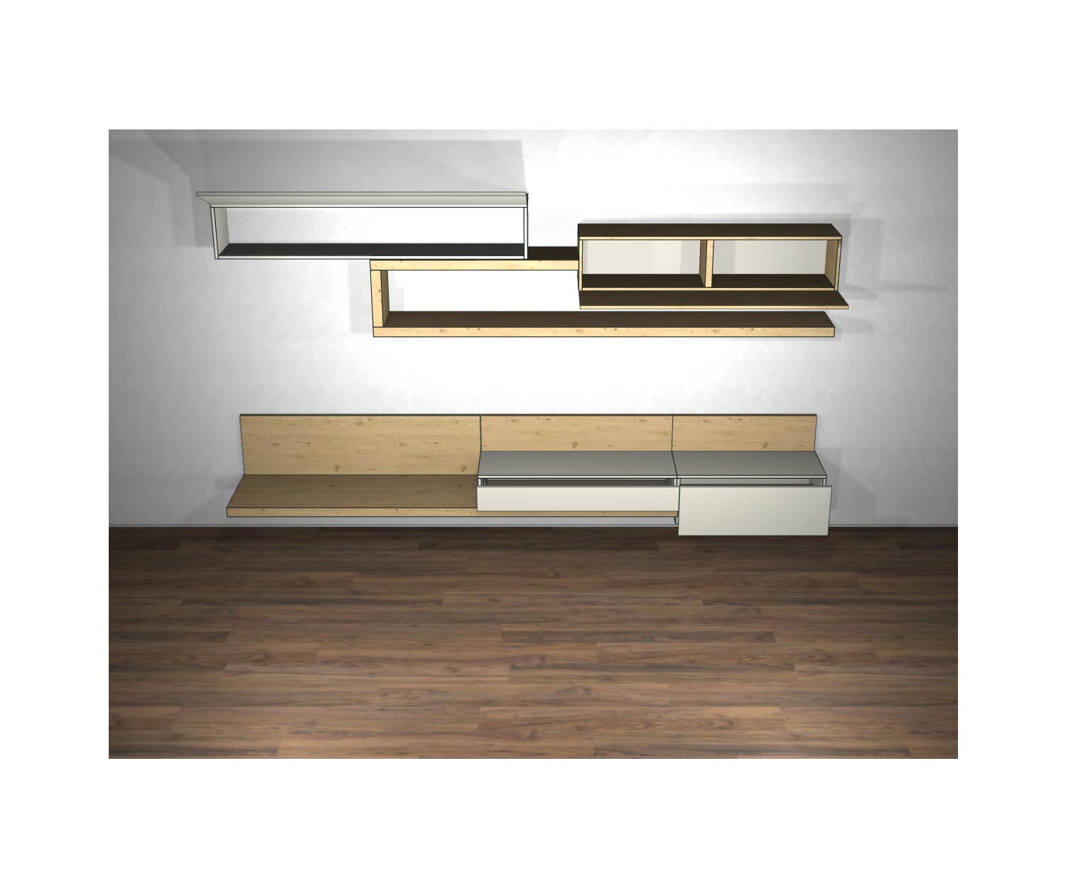 Livitalia Meuble-paroi design C26 éléments ouverts et portes ouvertes Livitalia Meuble-paroi design C26 éléments ouverts et portes ouvertes