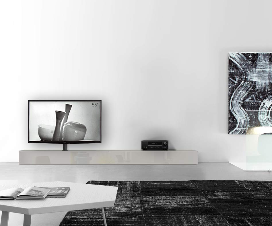Table basse design Configurateur avec support TV au sol Largeur 300 25,5 45 gauche brillant gris clair Table basse design Configurateur avec support TV au sol Largeur 300 25,5 45 gauche brillant gris clair