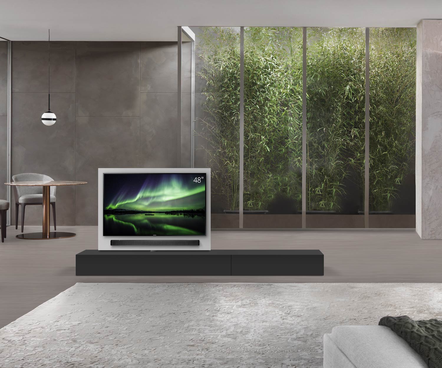 Livitalia Roto Design Lowboard Séparation de pièce avec panneau TV pivotant L150 50 H25 P56 NeroM B90re oBox Livitalia Roto Design Lowboard Séparation de pièce avec panneau TV pivotant L150 50 H25 P56 NeroM B90re oBox