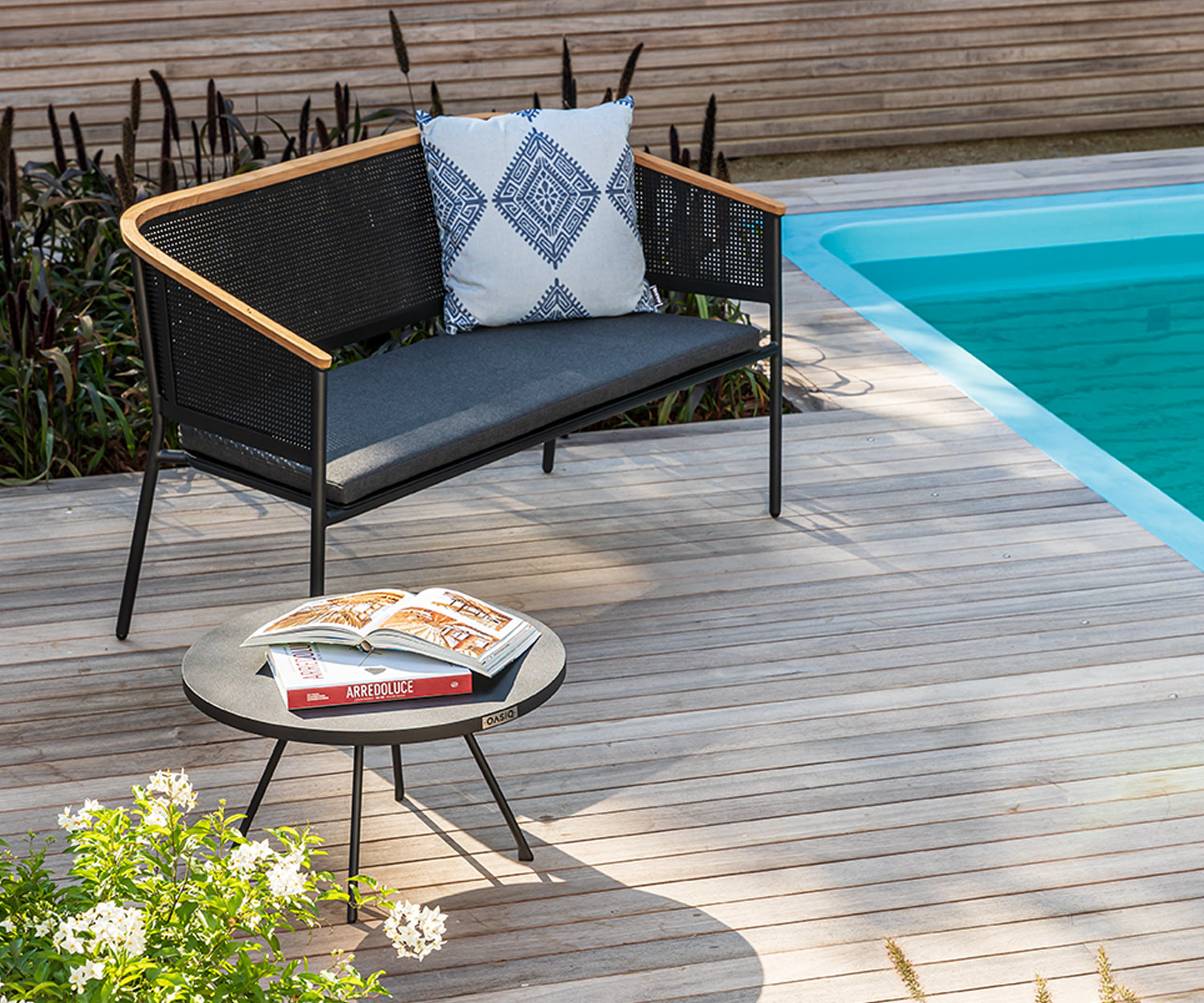 Exclusif Oasiq Canapé de jardin design 2 places Riad Anthracite Structure en aluminium Exclusif Oasiq Canapé de jardin design 2 places Riad Anthracite Structure en aluminium