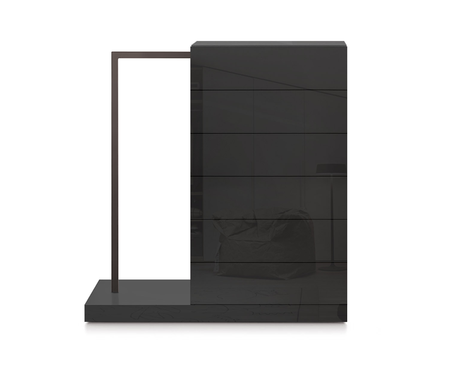 Novamobili Commode haute Easy6 + penderie à gauche L64cm brillant noir418 Novamobili Commode haute Easy6 + penderie à gauche L64cm brillant noir418