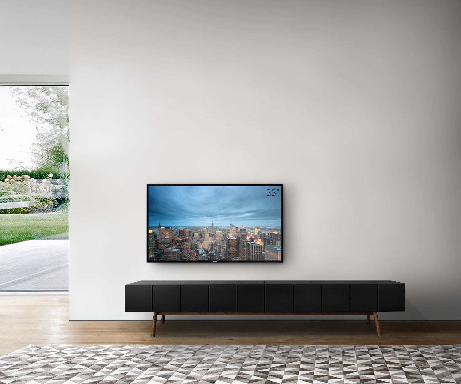 Exclusif al2 Design TV Lowboard MOS I KO 005 B en noir laqué Exclusif al2 Design TV Lowboard MOS I KO 005 B en noir laqué