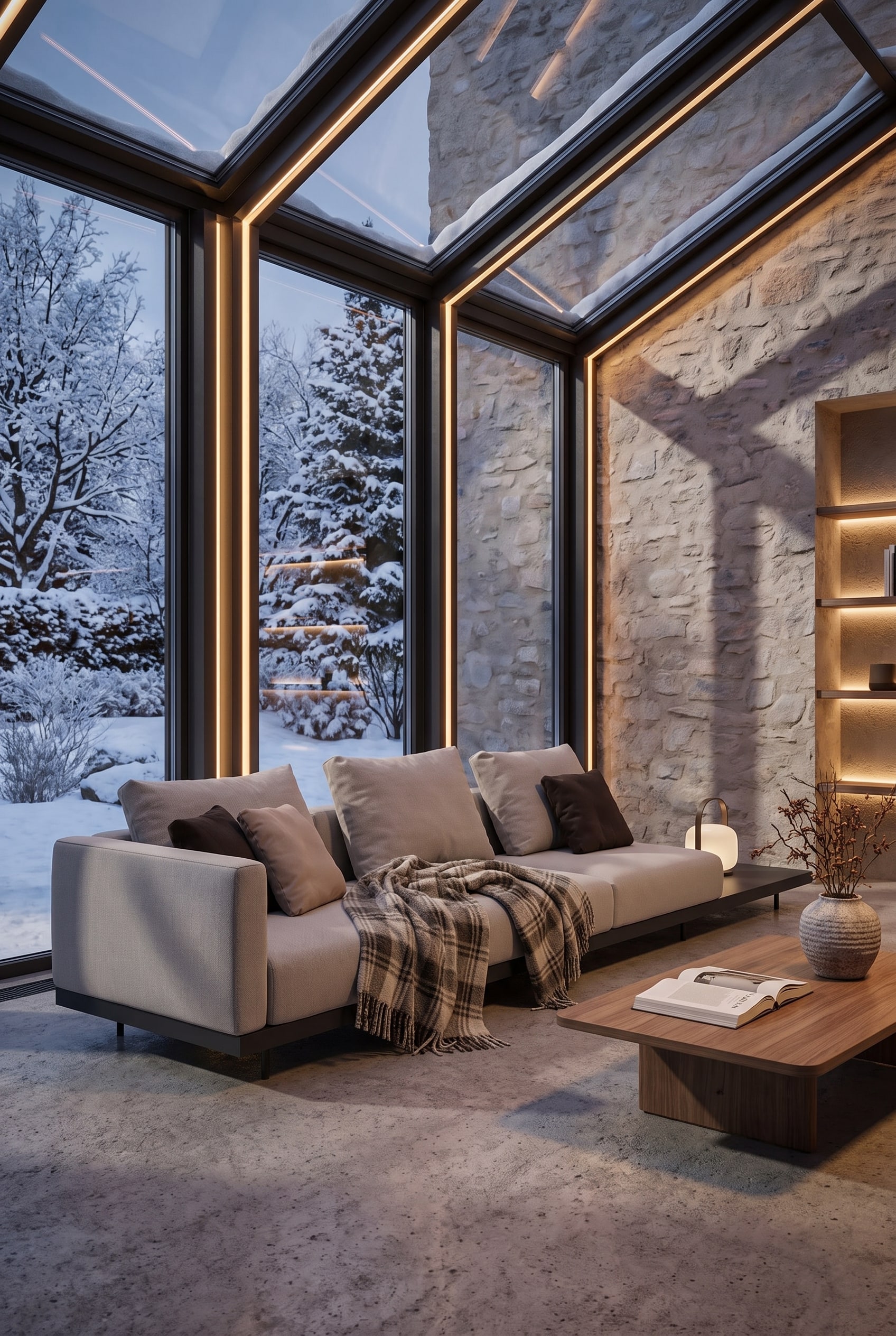Moderner Wintergarten mit modularem Outdoor-Sofa