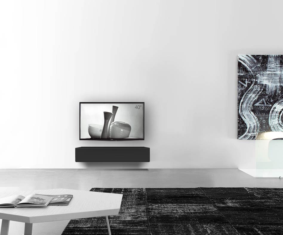 /Design Lowboard Wand L120 H25 5 noir mat /Design Lowboard Wand L120 H25 5 noir mat