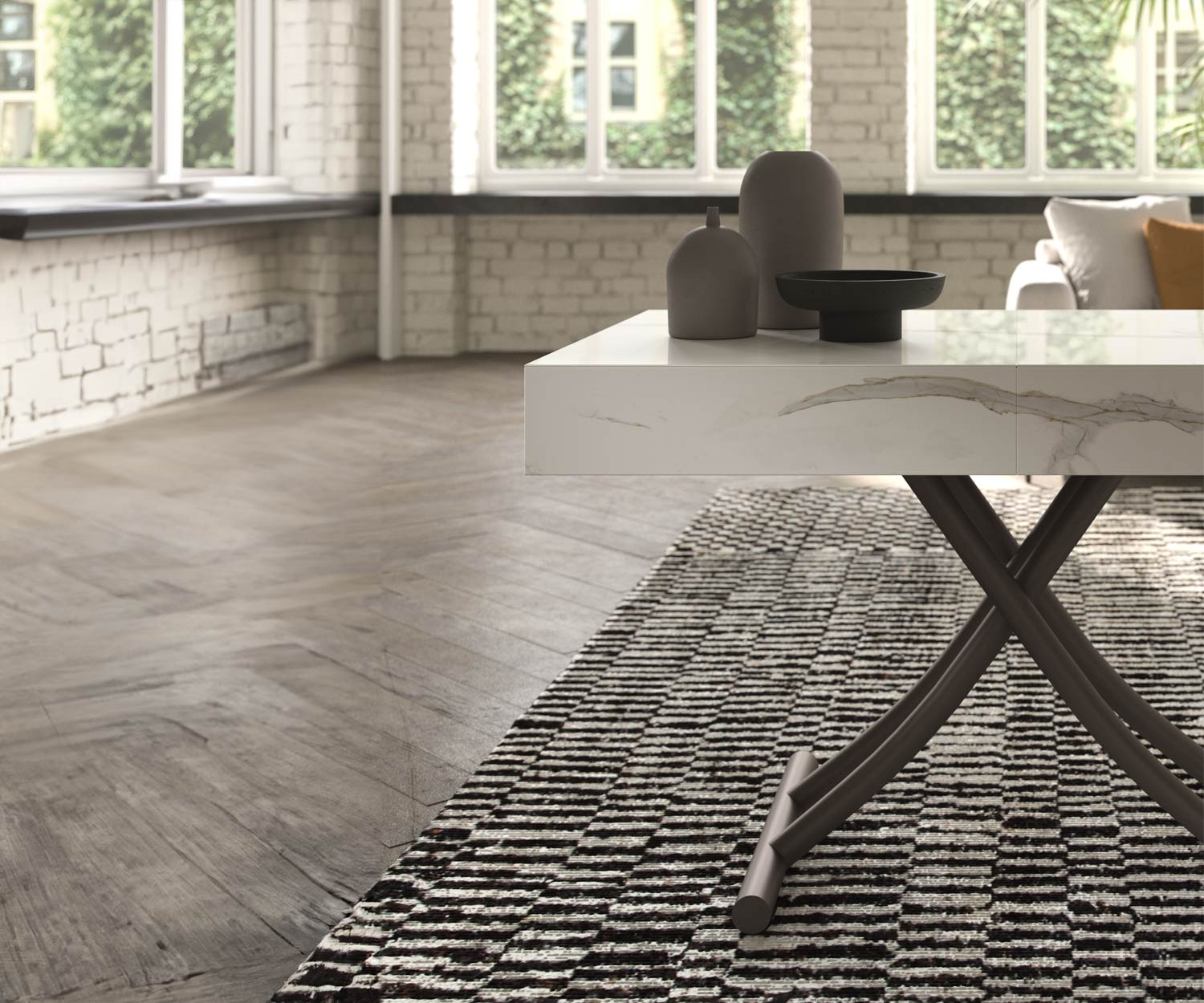 Table basse en verre marbré moderne de haute qualité Table basse en verre marbré moderne de haute qualité