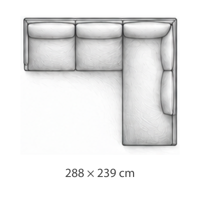 Canapé d’angle droite · 288 × 239 cm