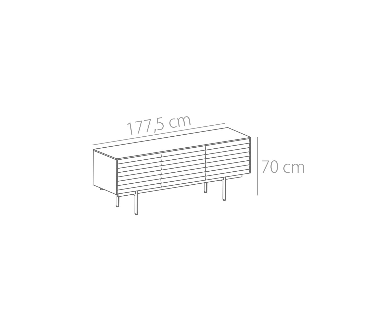 Punt Sussex Sideboard avec pieds L177 Esquisse