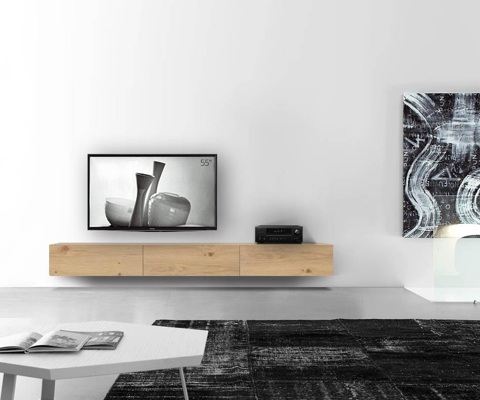 Livitalia Bois Design Lowboard Configurateur mural 270 cm 32 cm 46 cm Chêne clair Livitalia Bois Design Lowboard Configurateur mural 270 cm 32 cm 46 cm Chêne clair